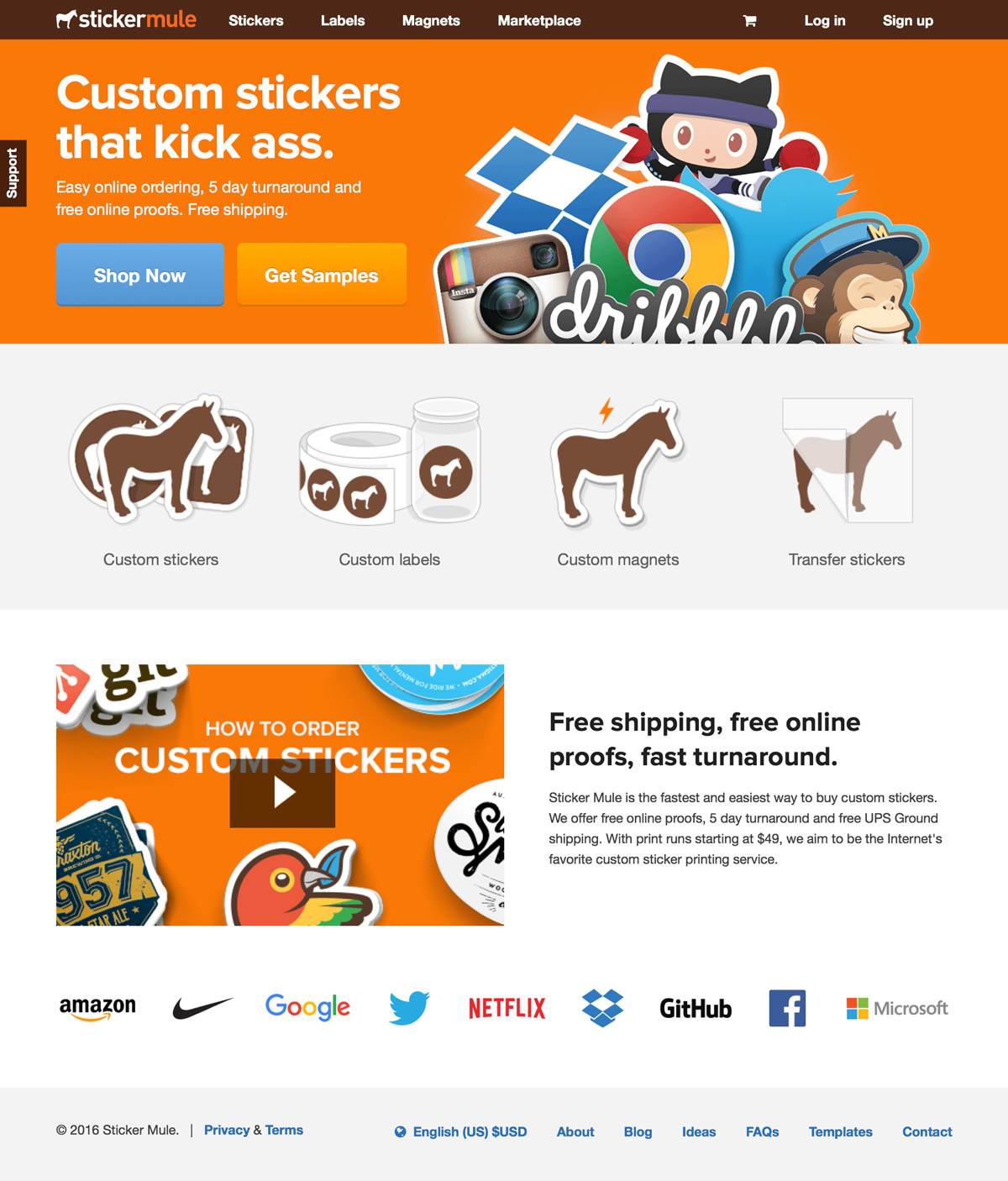 eCommerce website: Sticker Mule