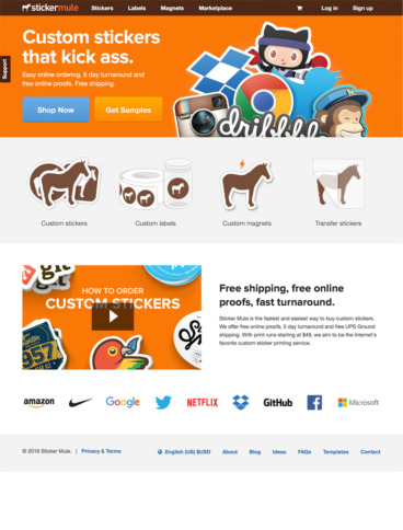 eCommerce website: Sticker Mule
