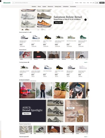 eCommerce website: StockX