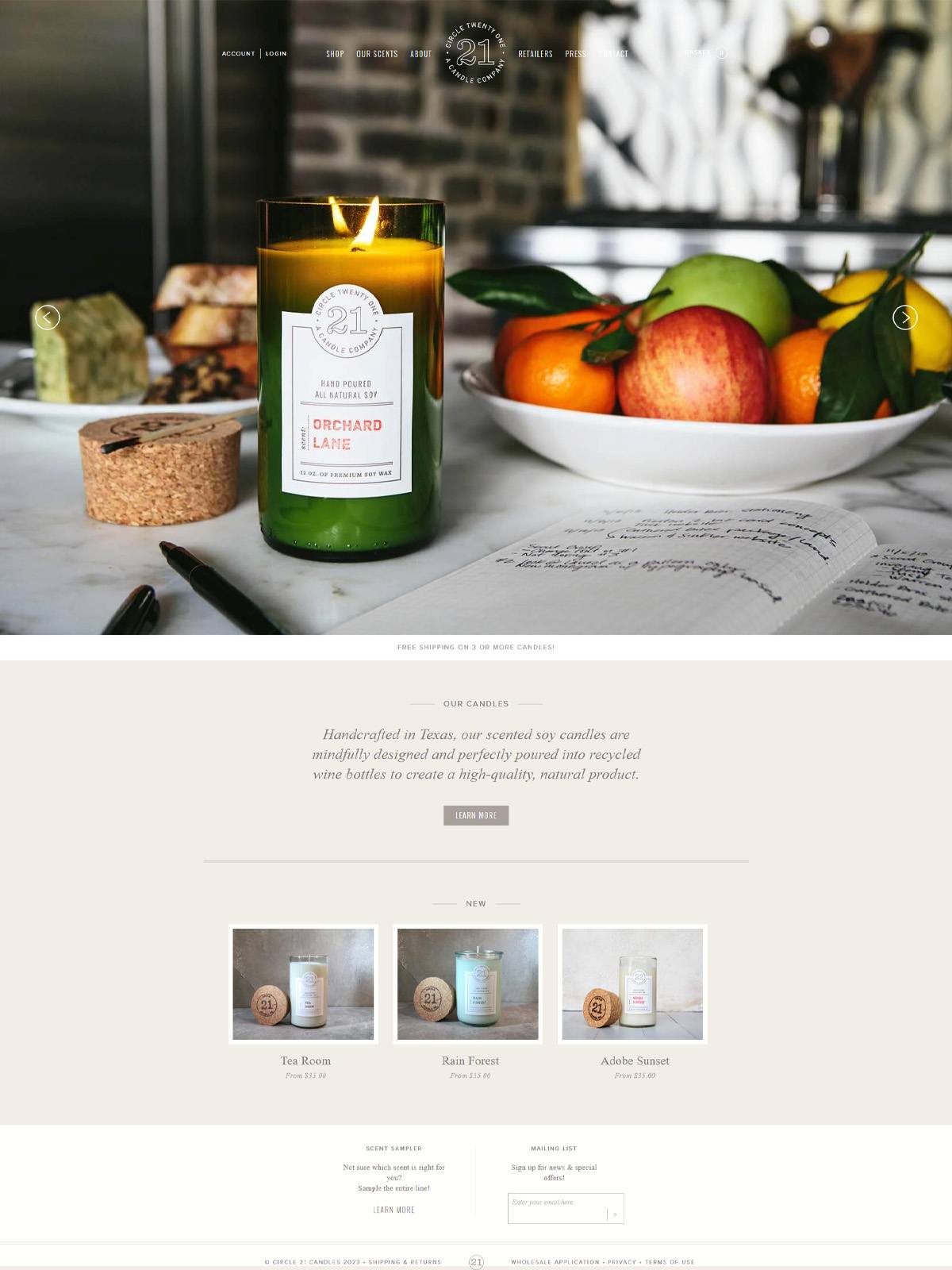 eCommerce website: Circle 21 Candles