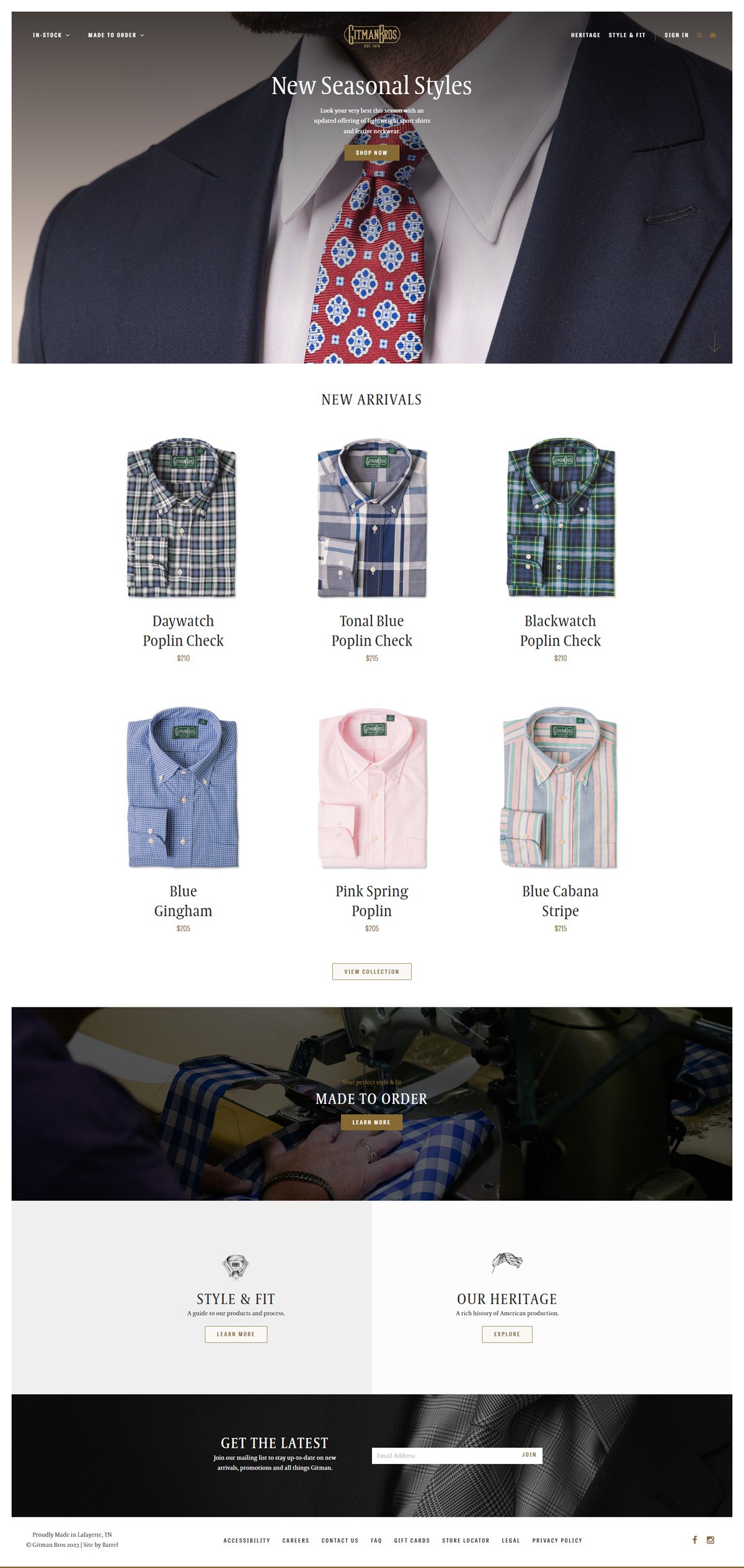 eCommerce website: Gitman Bros.