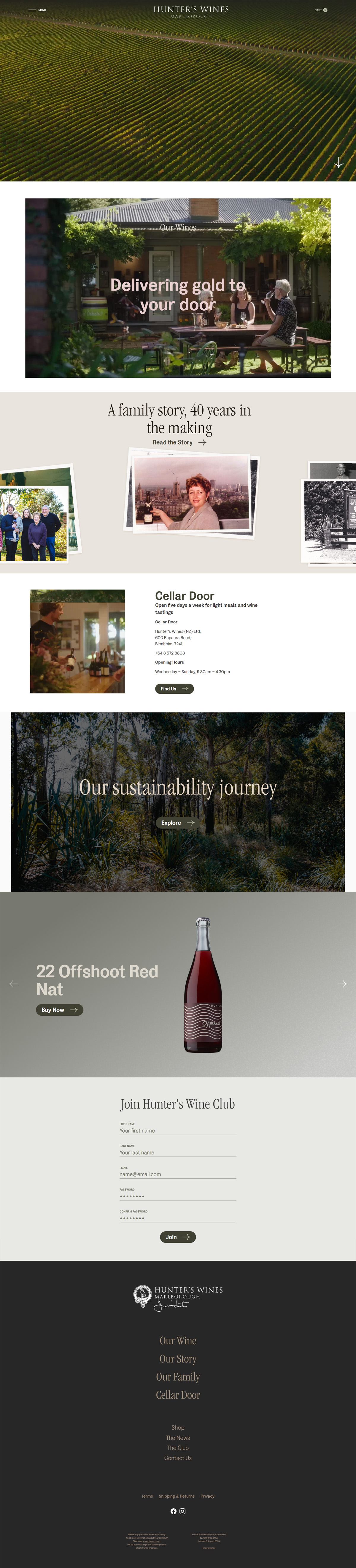 eCommerce website: Hunter’s Wines