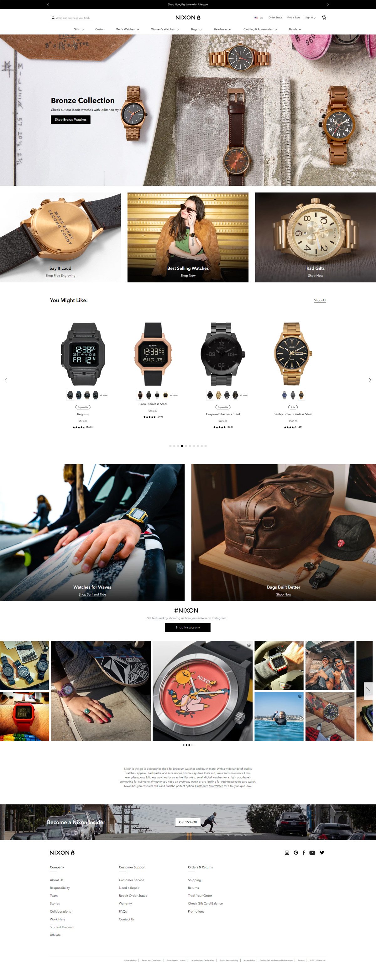 eCommerce website: Nixon