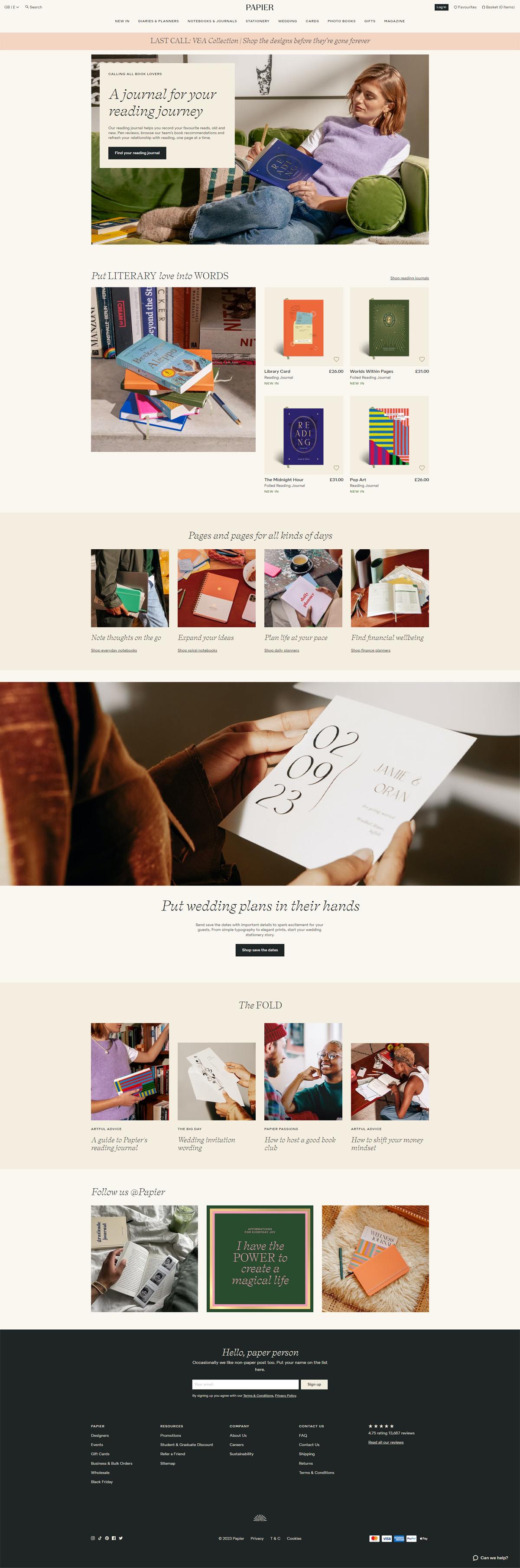 eCommerce website: Papier