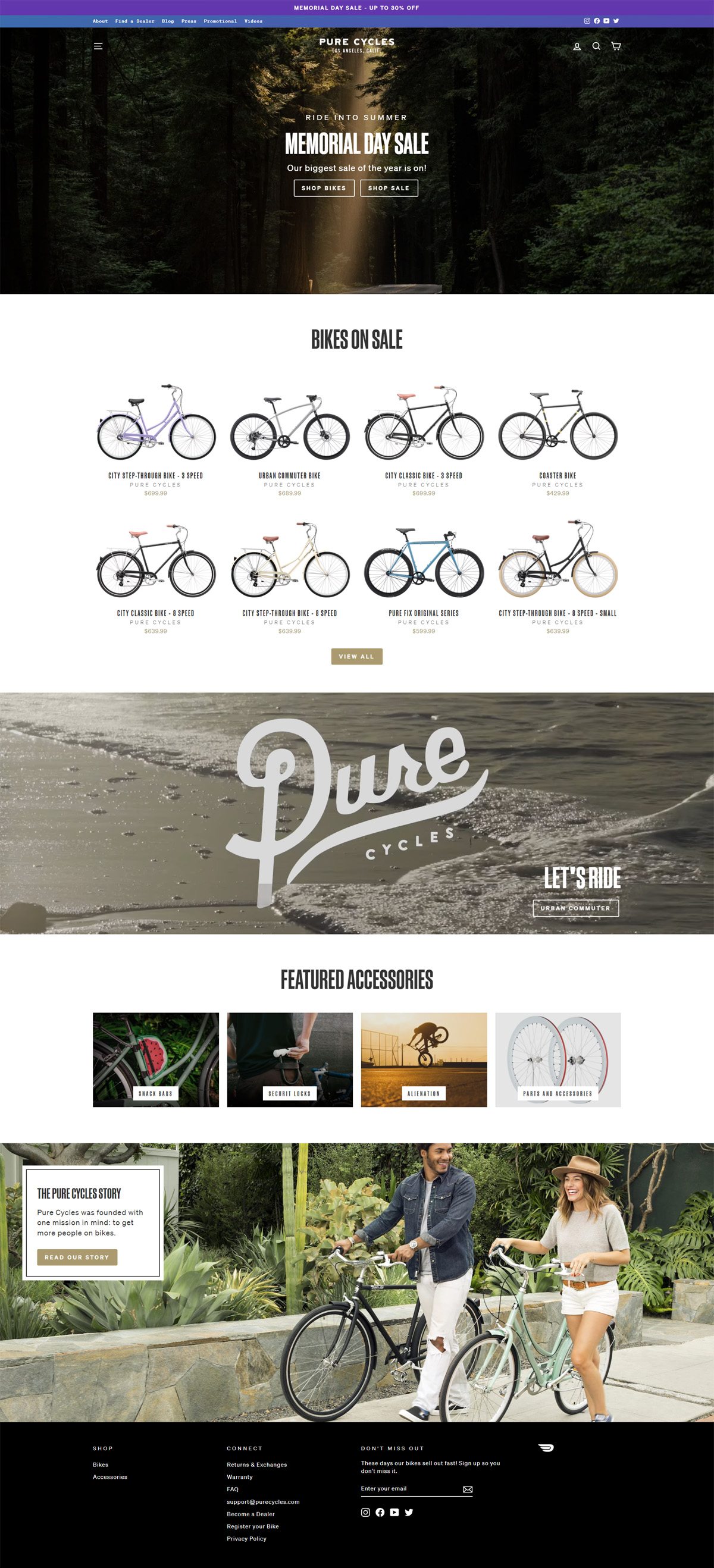eCommerce website: Pure Cycles