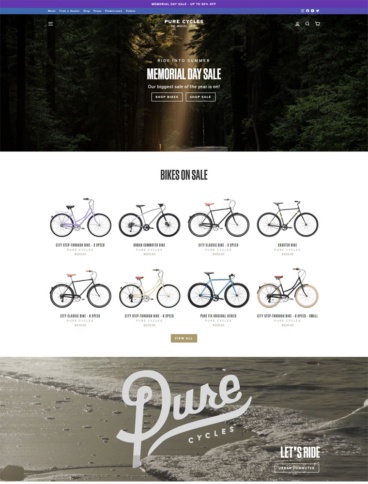 eCommerce website: Pure Cycles