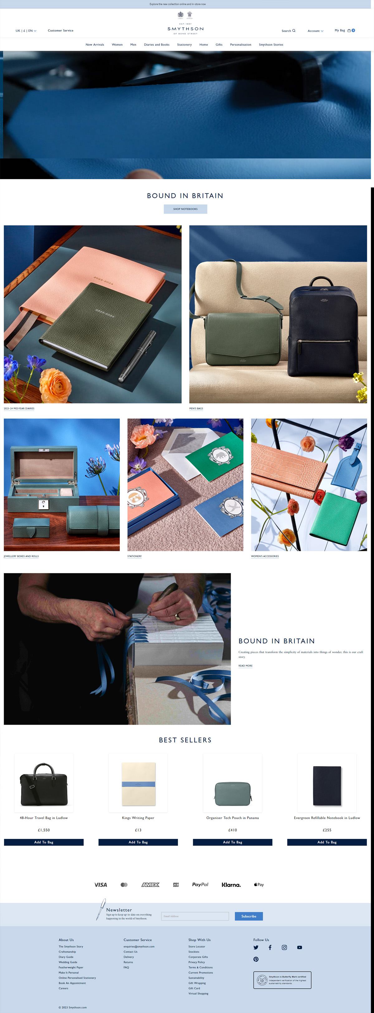 eCommerce website: Smythson