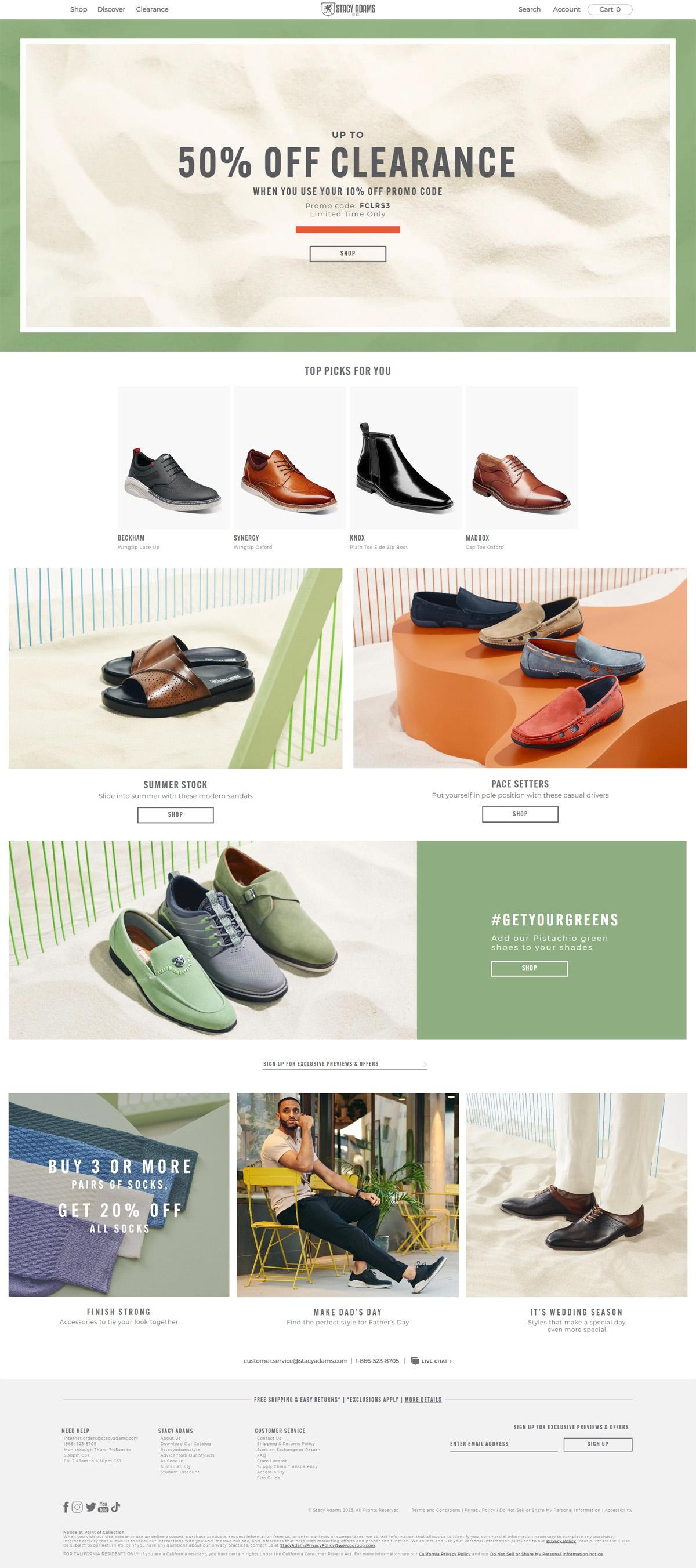 eCommerce website: Stacy Adams