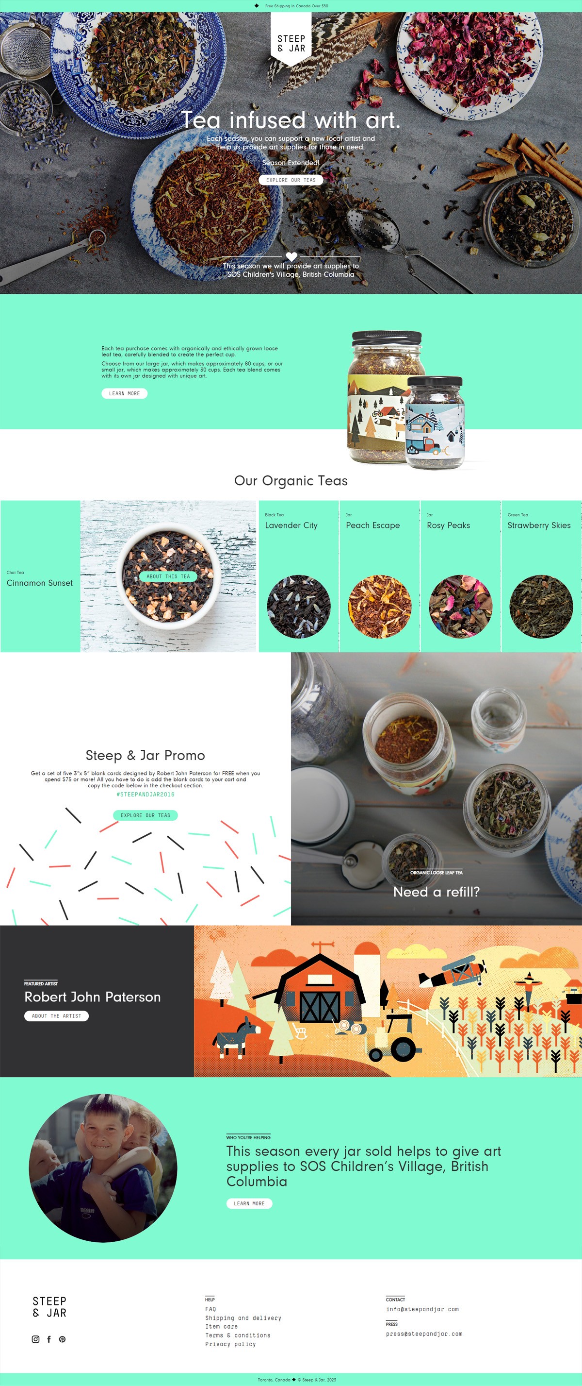eCommerce website: Steep & Jar