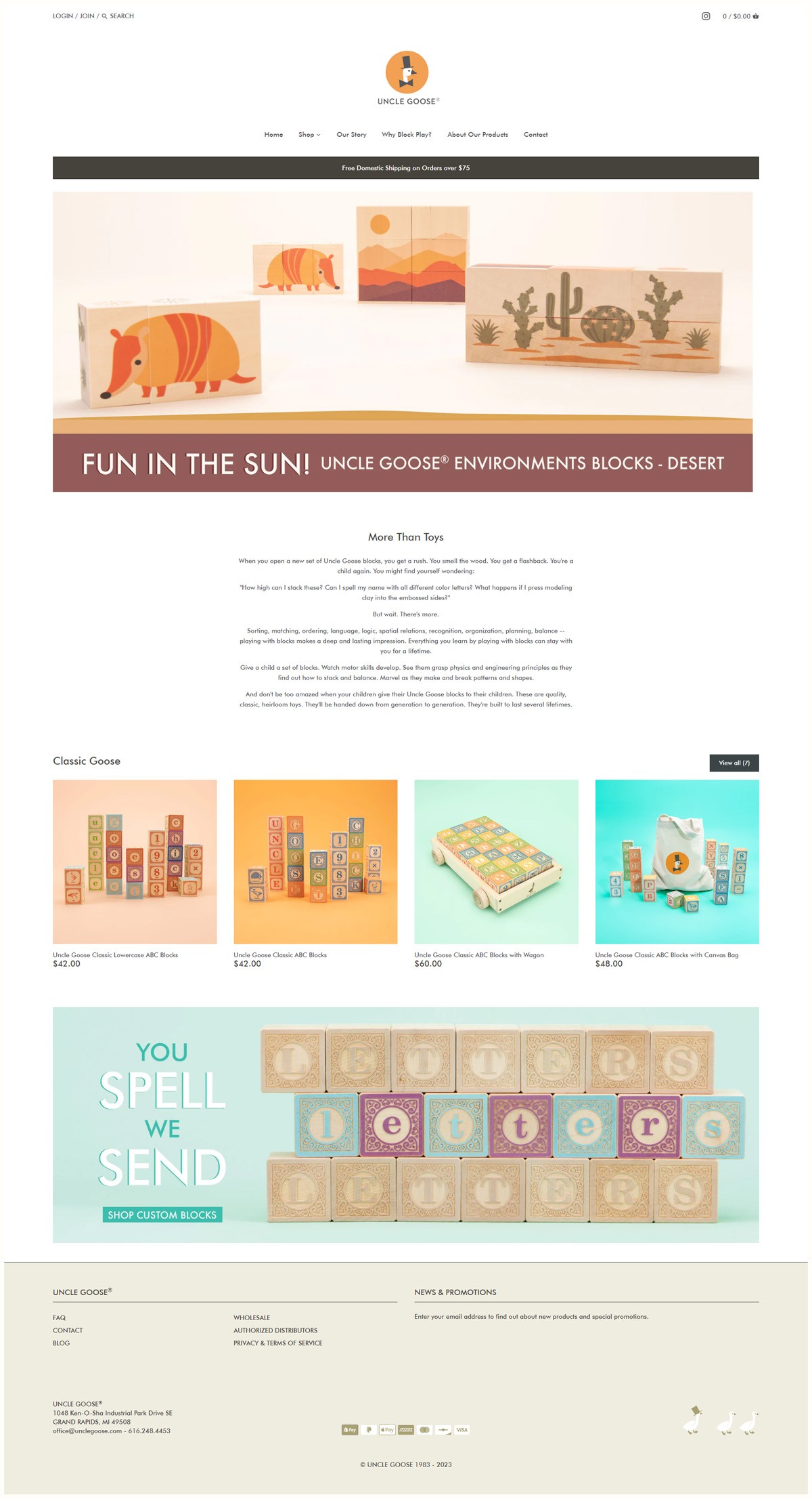 eCommerce website: Uncle Goose