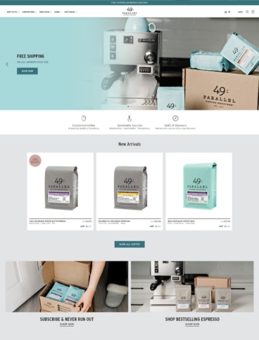 eCommerce website: 49th Parallel Coffee