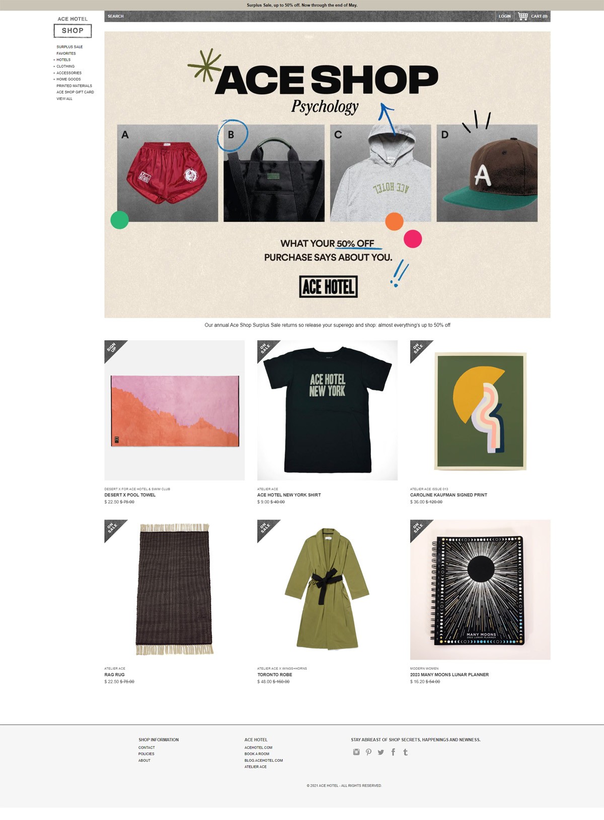 eCommerce website: Ace Hotel