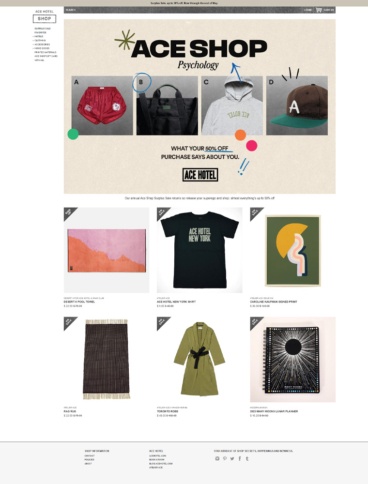 eCommerce website: Ace Hotel