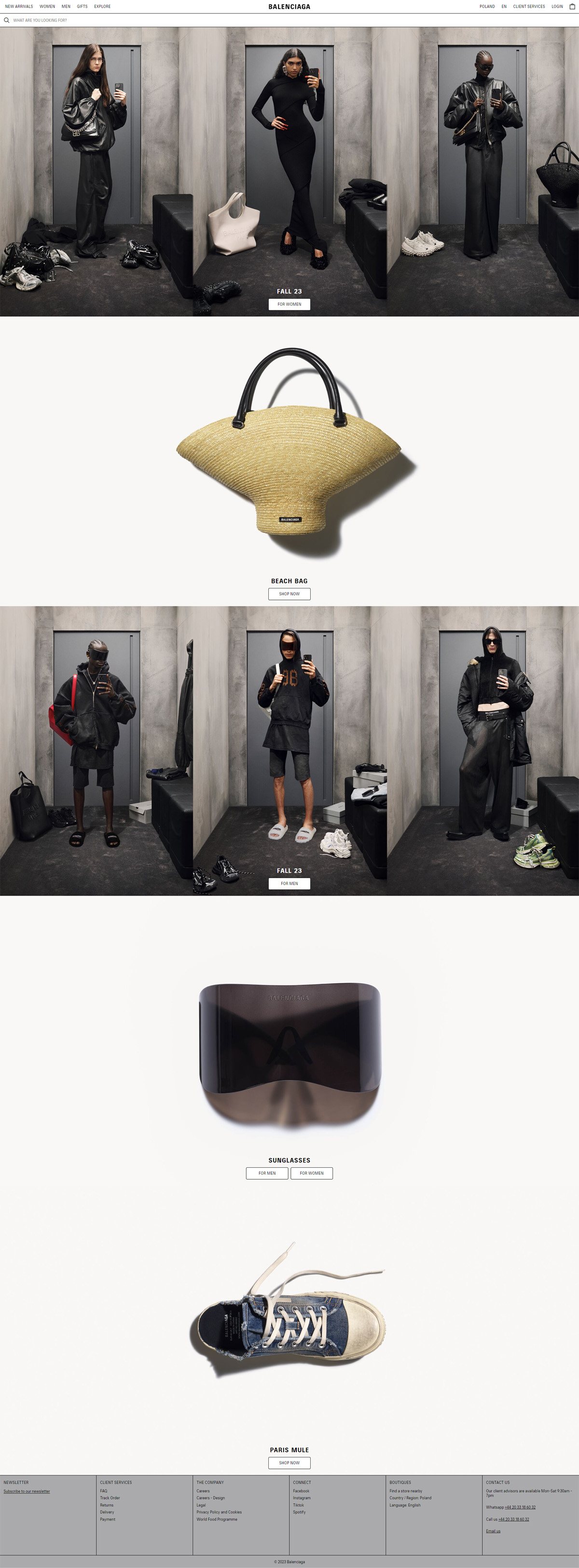 eCommerce website: Balenciaga