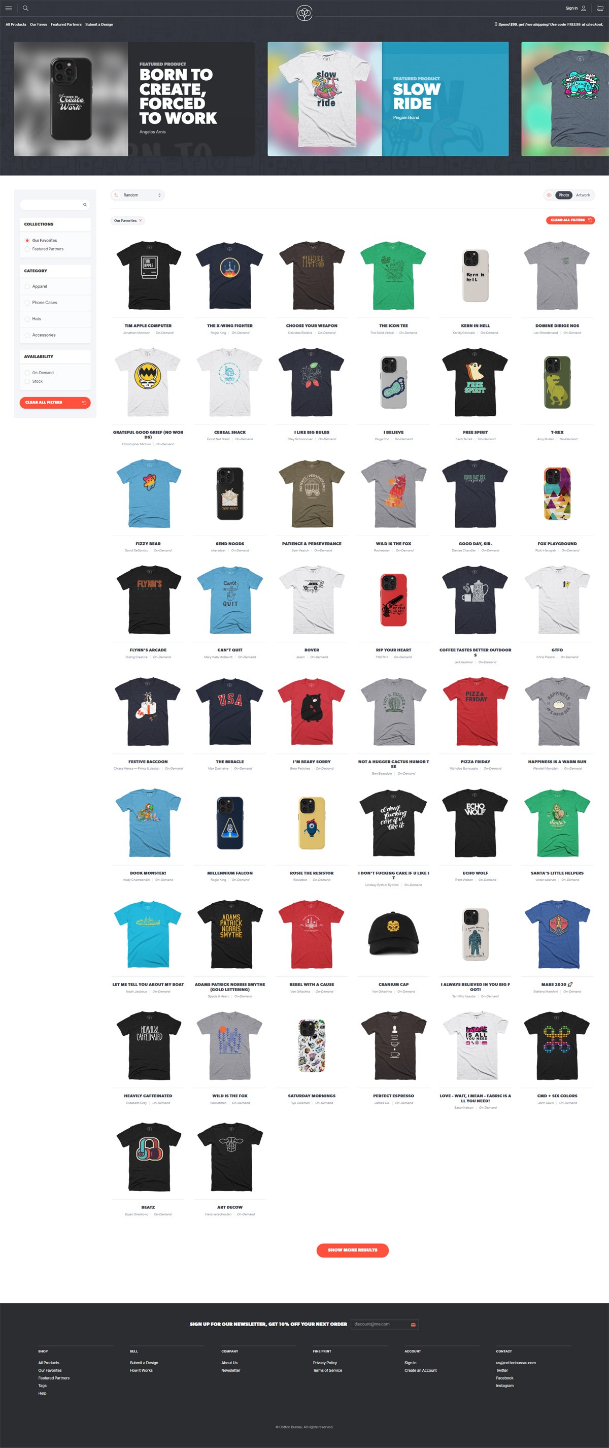 eCommerce website: Cotton Bureau