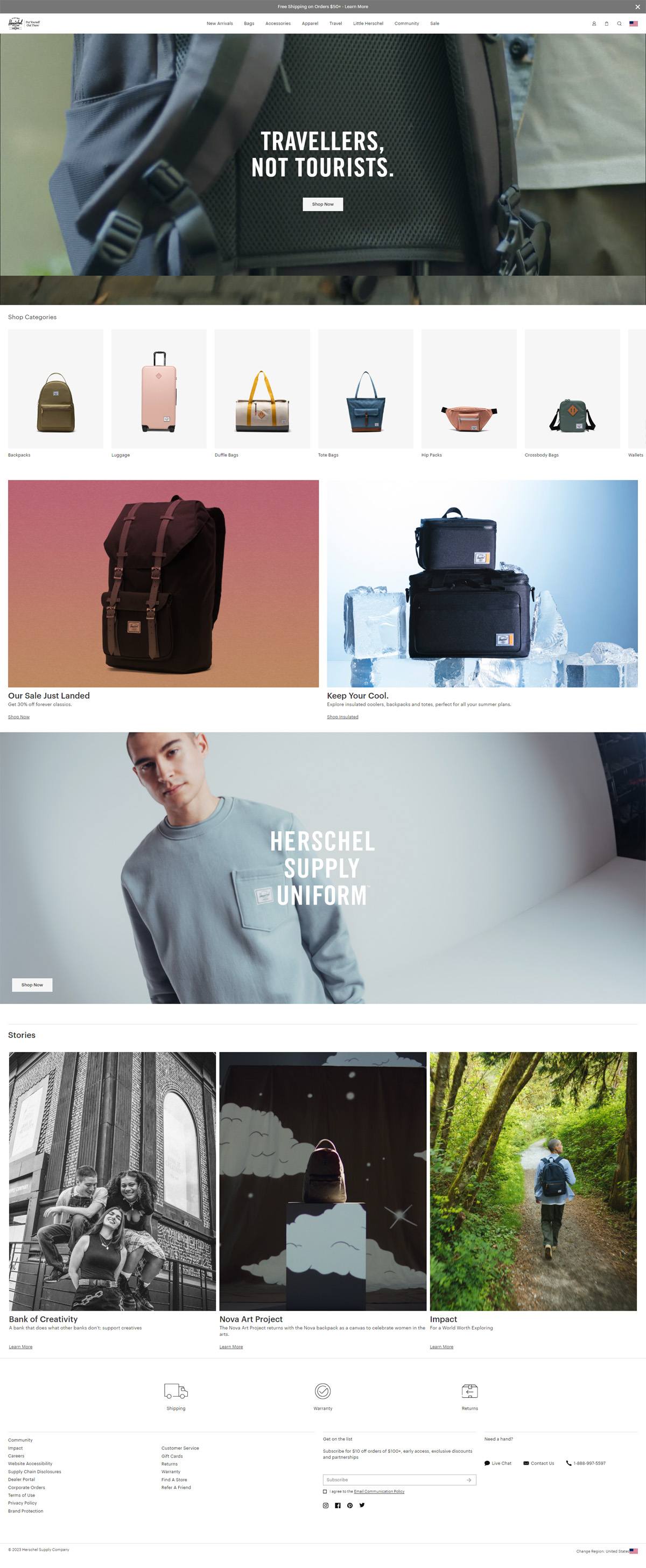 eCommerce website: Herschel Supply Co.