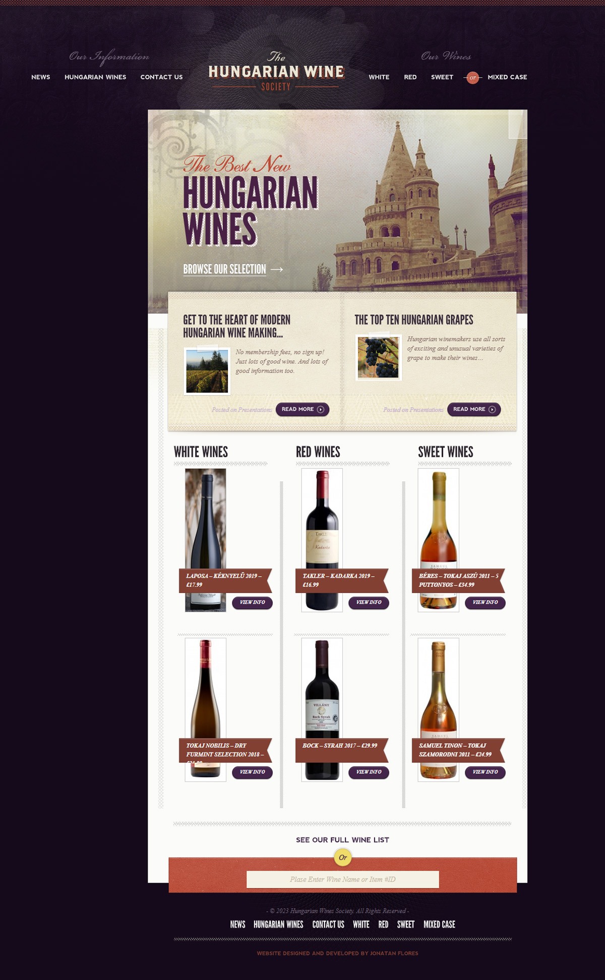 eCommerce website: The Hungarian Wine Society