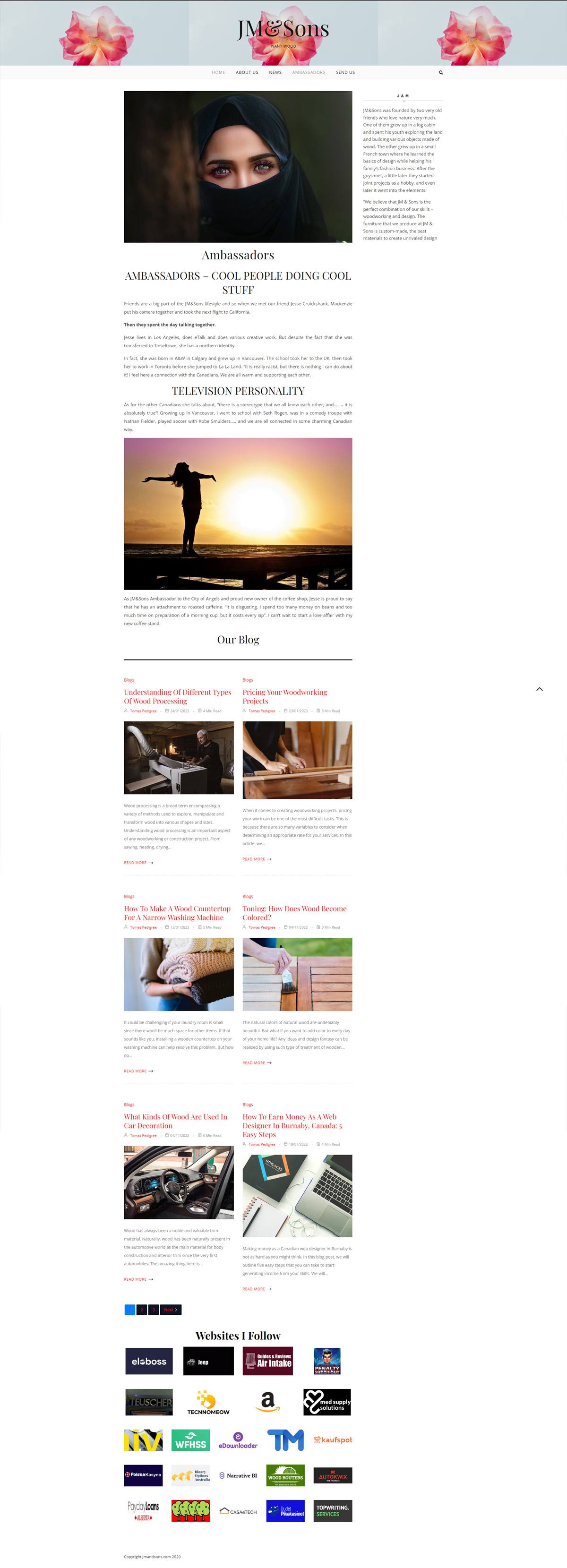 eCommerce website: JM&Sons