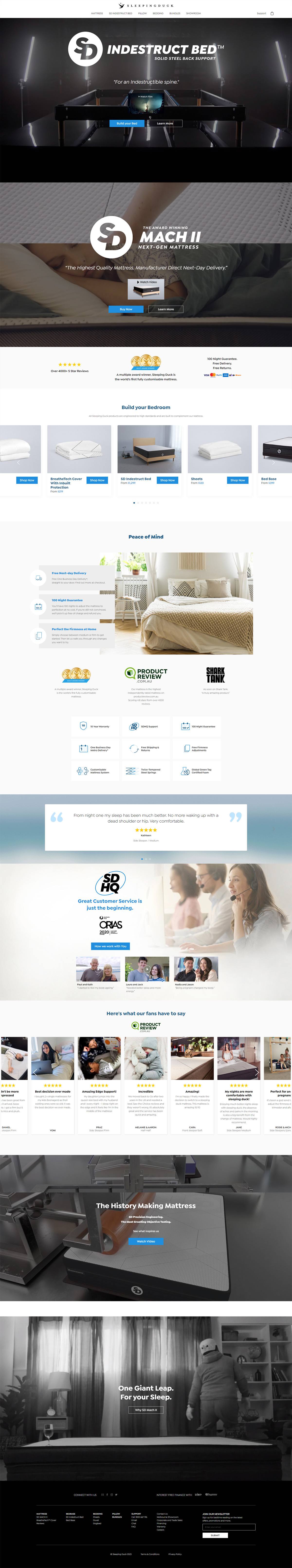 eCommerce website: Sleeping Duck