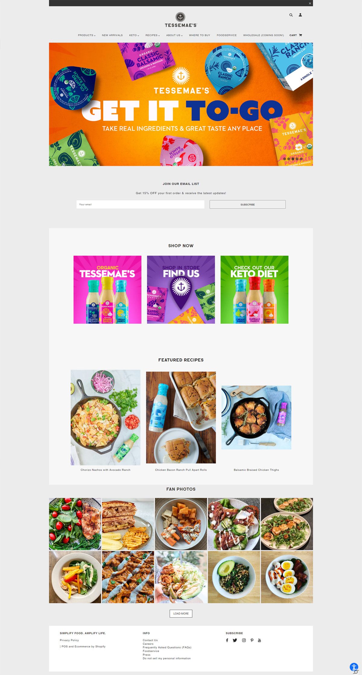 eCommerce website: Tessemae’s All Natural