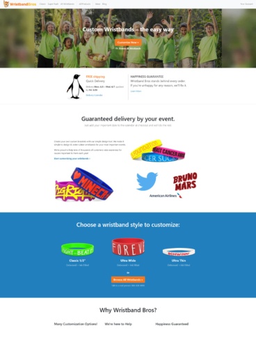 eCommerce website: Wristband Bros