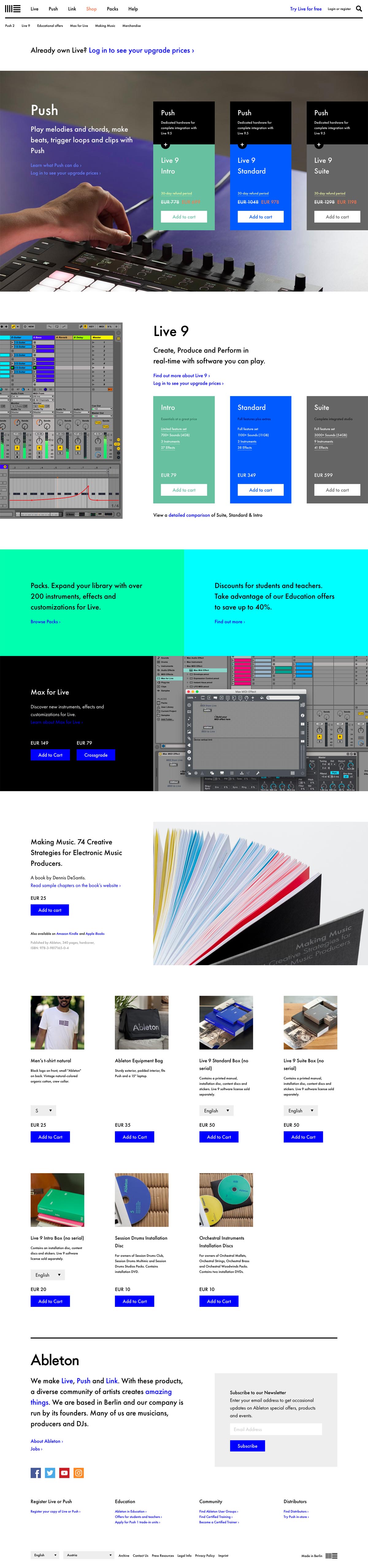 eCommerce website: Ableton