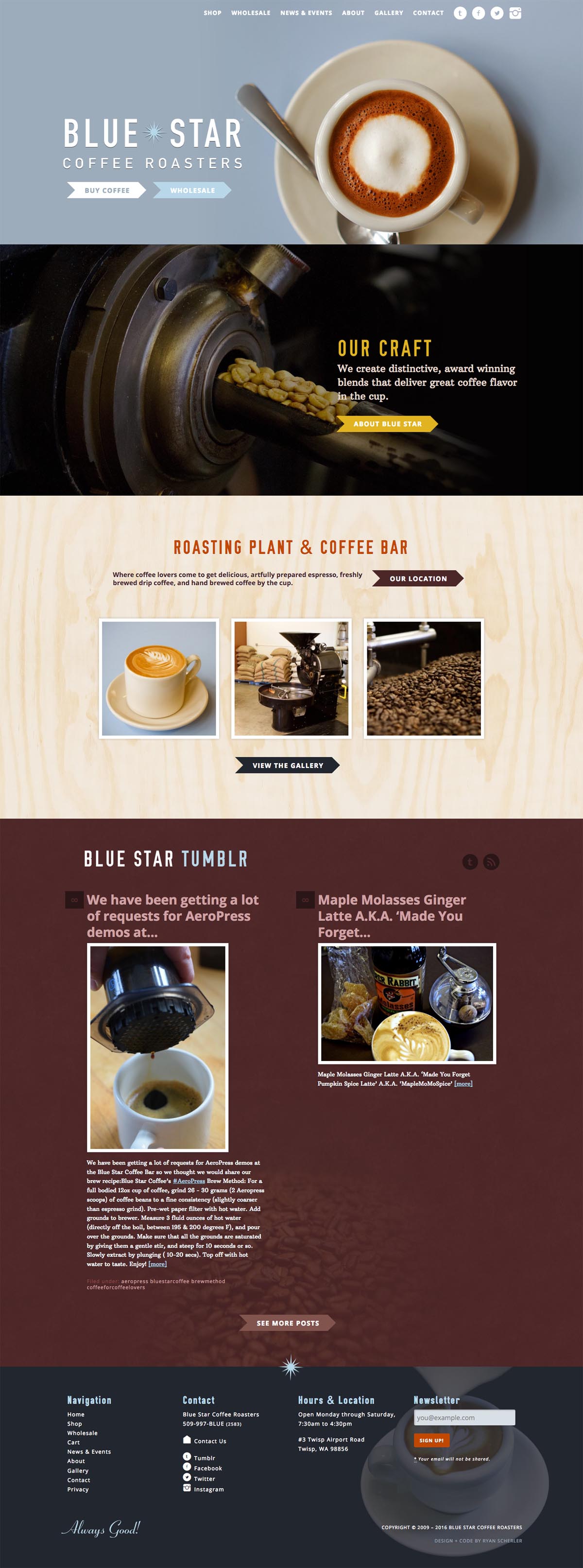 eCommerce website: Blue Star Coffee
