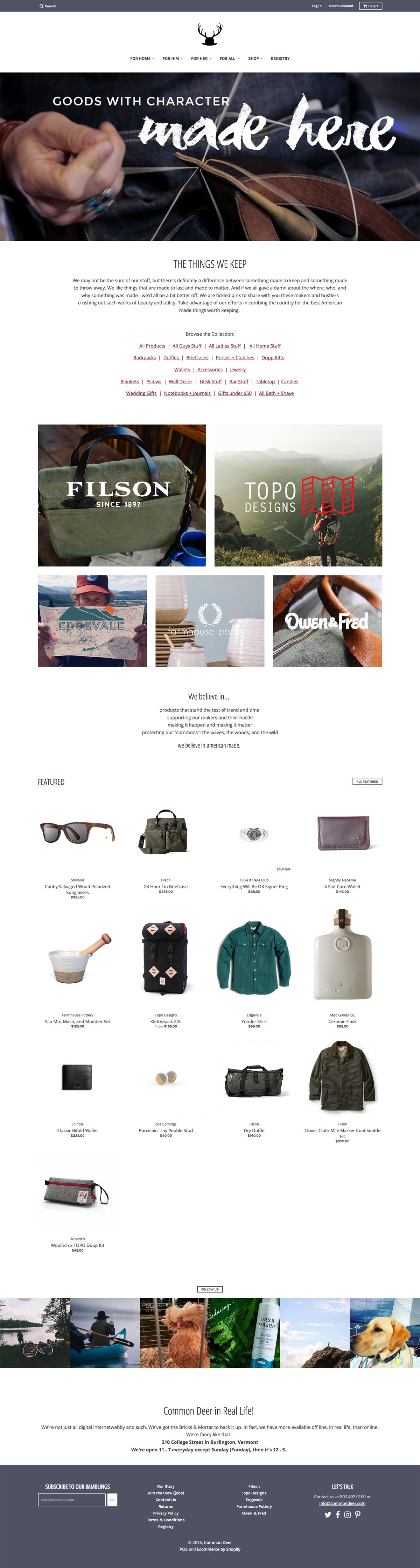 eCommerce website: Common Deer