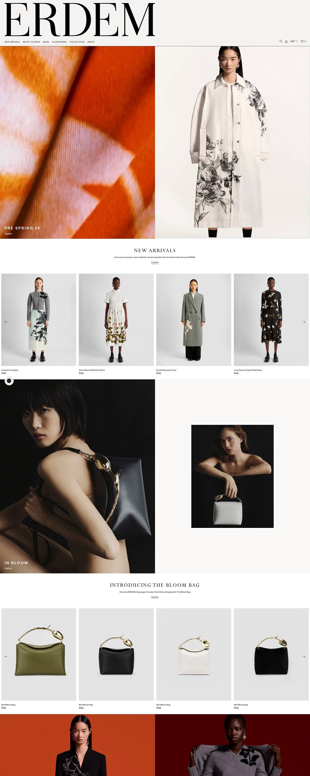 eCommerce website: Erdem