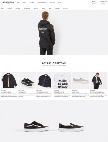eCommerce website: Goodhood
