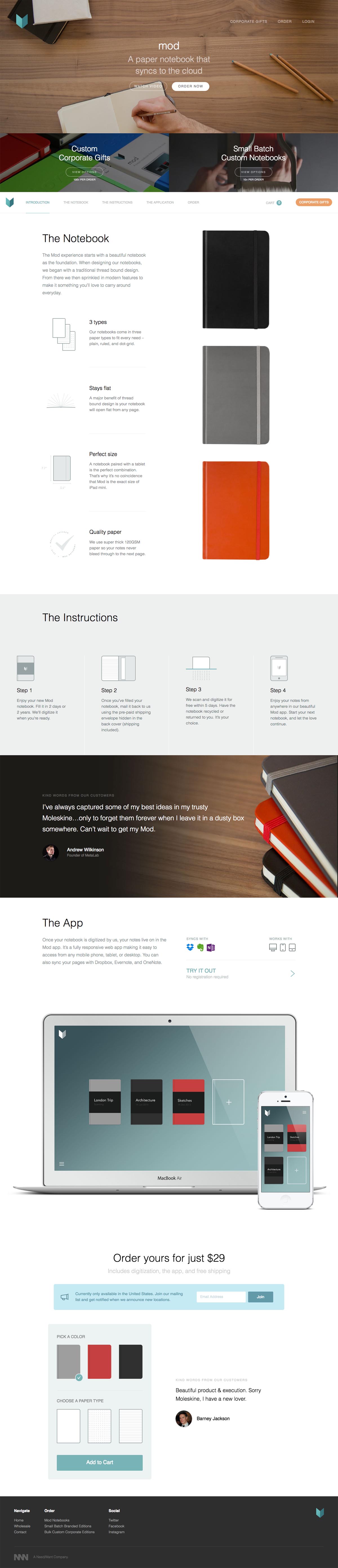 eCommerce website: Mod Notebooks
