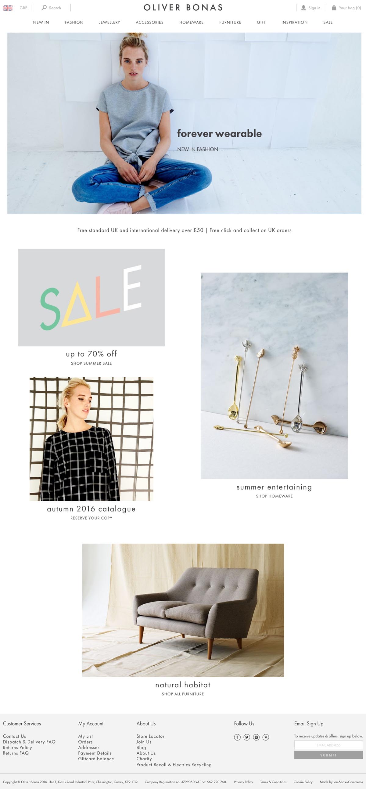eCommerce website: Oliver Bonas
