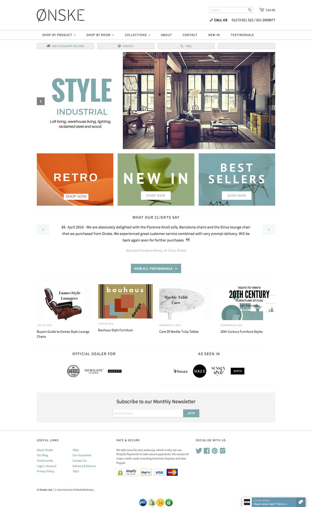 eCommerce website: Onske