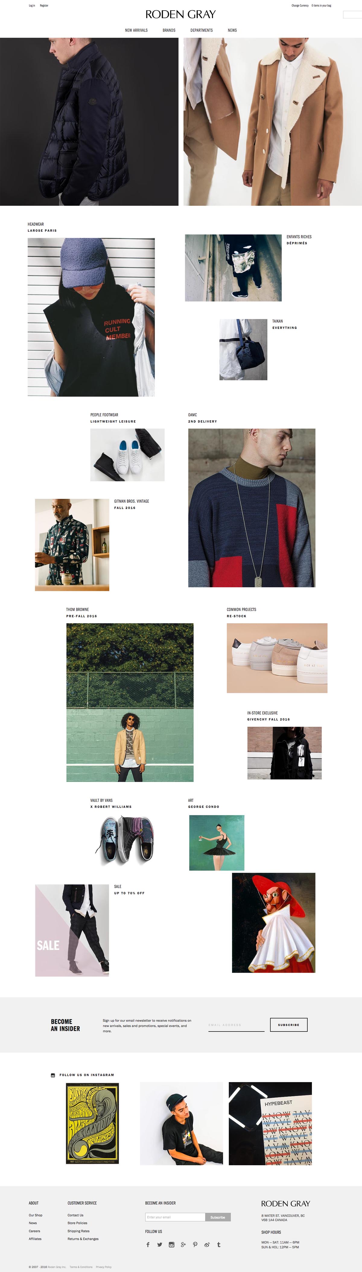 eCommerce website: Roden Gray