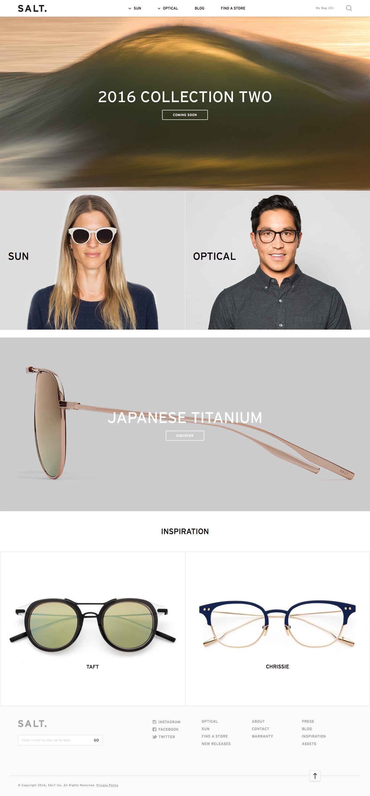 eCommerce website: SALT. Optics