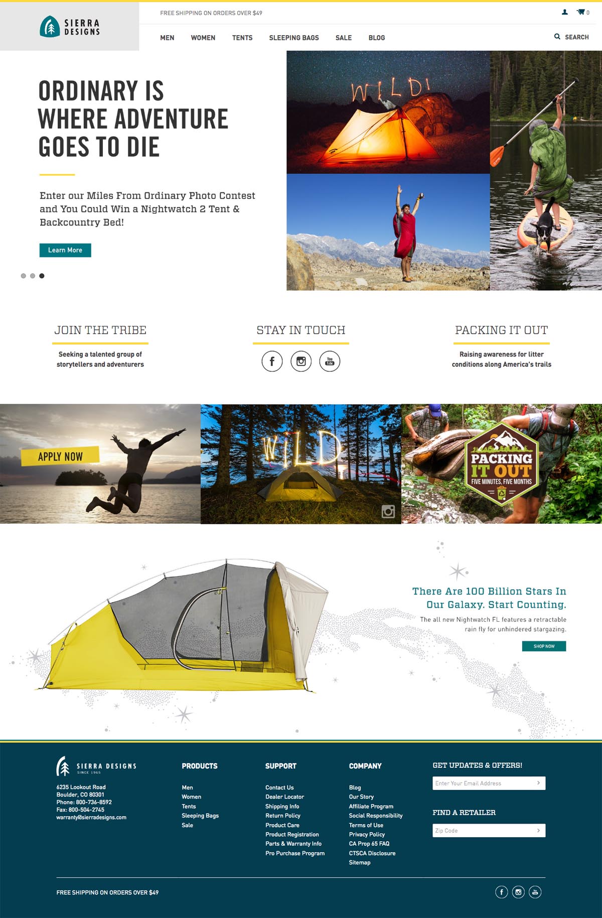 eCommerce website: Sierra Designs