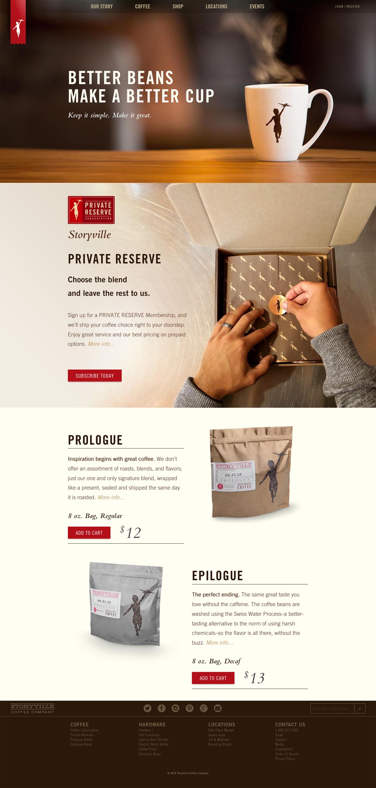 eCommerce website: Storyville Coffee Company