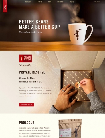 eCommerce website: Storyville Coffee Company