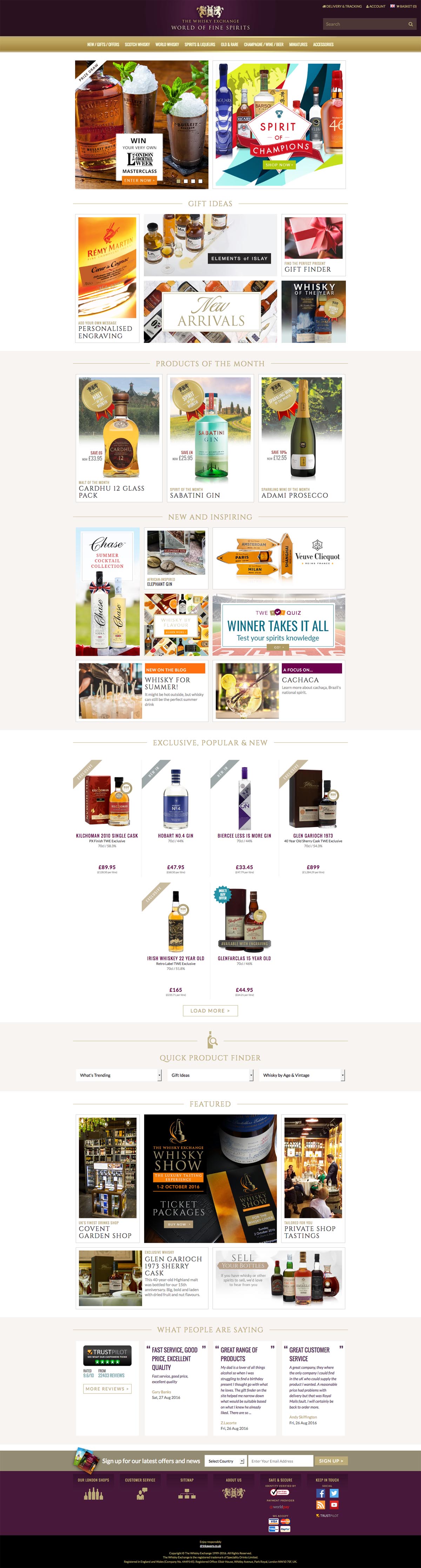 eCommerce website: The Whisky Exchange