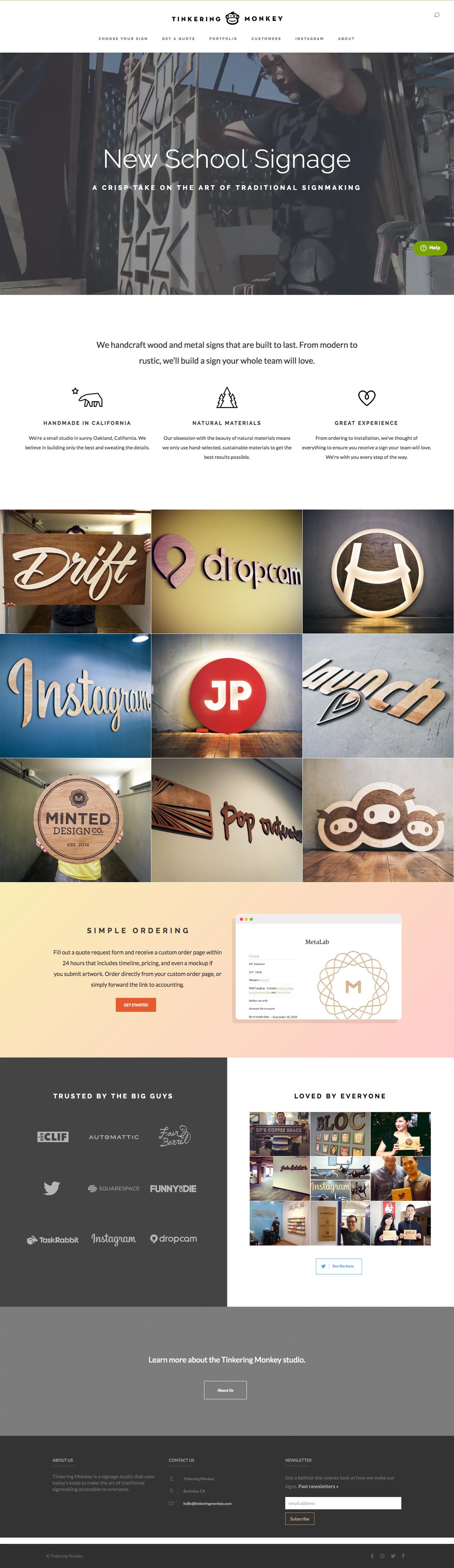 eCommerce website: Tinkering Monkey