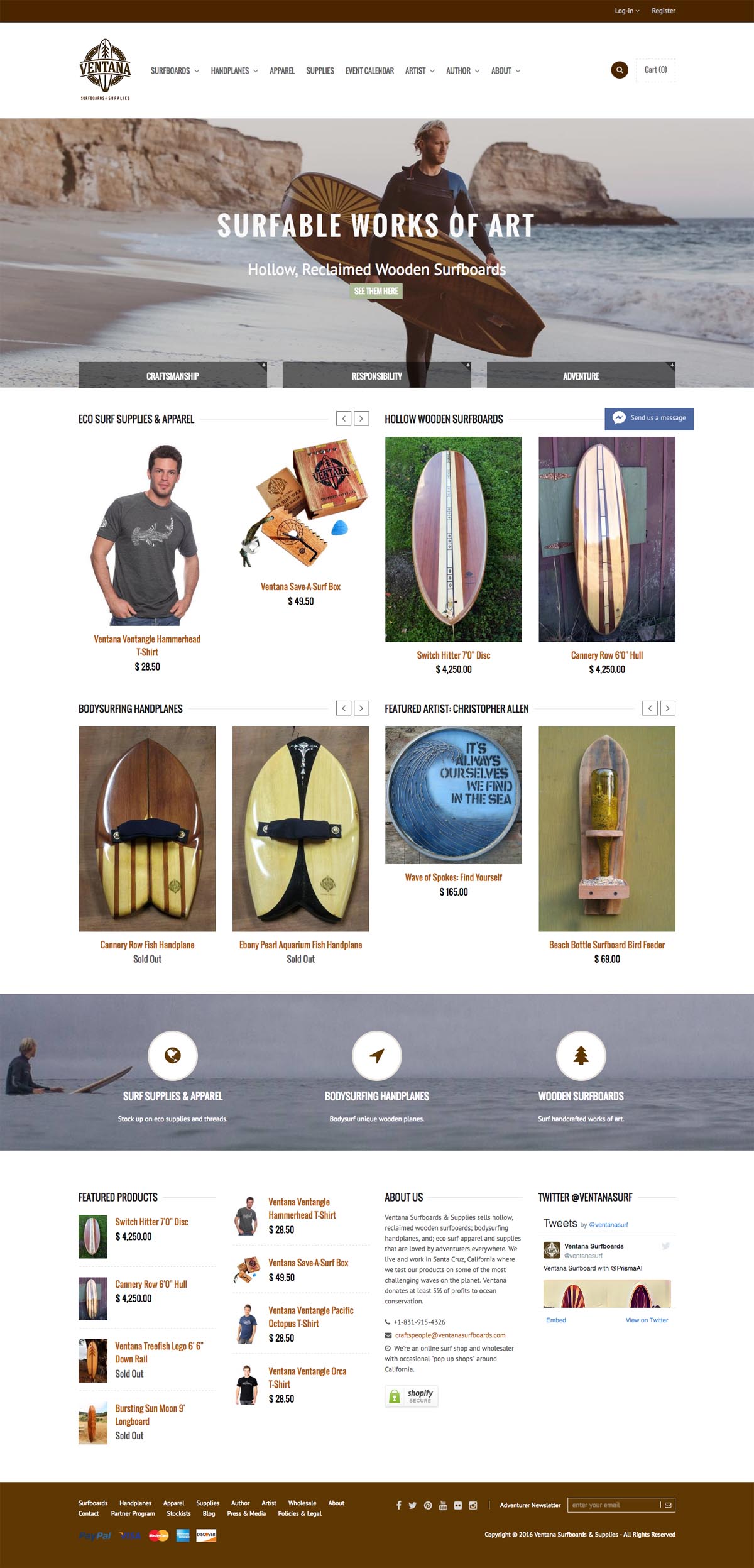 eCommerce website: Ventana Surfboards