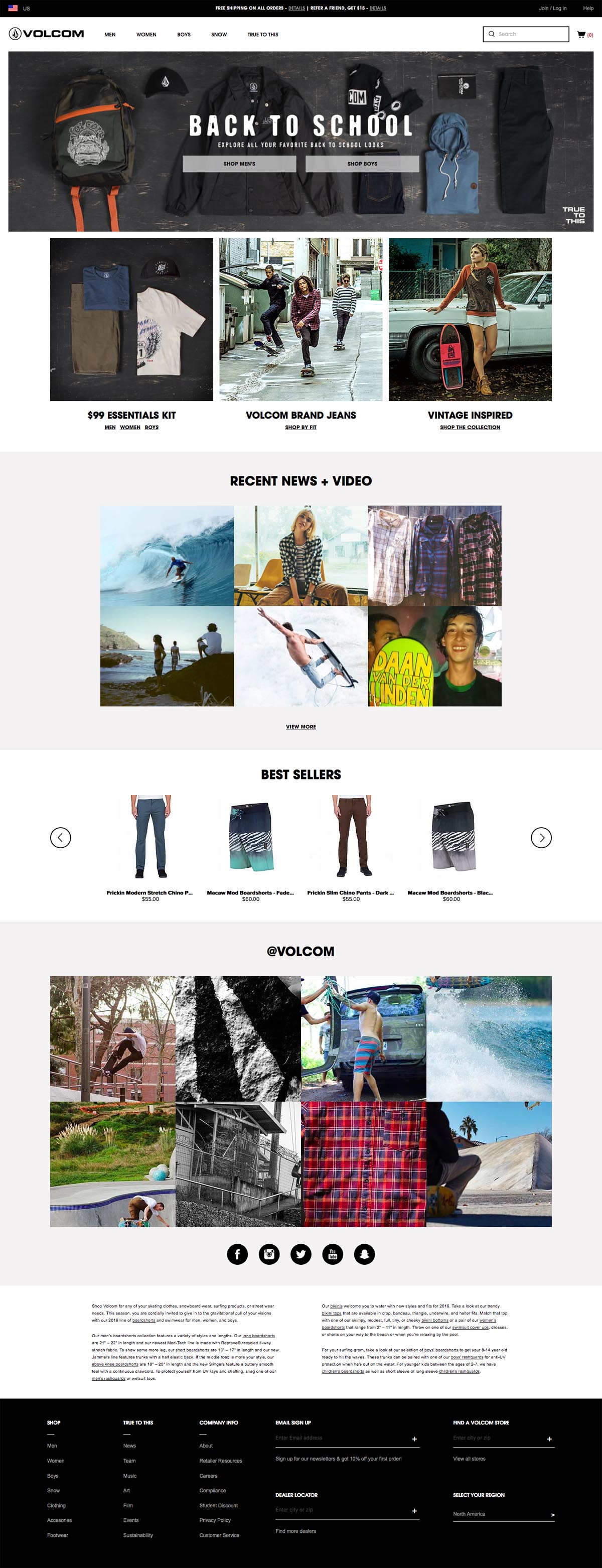 eCommerce website: Volcom