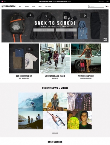 eCommerce website: Volcom