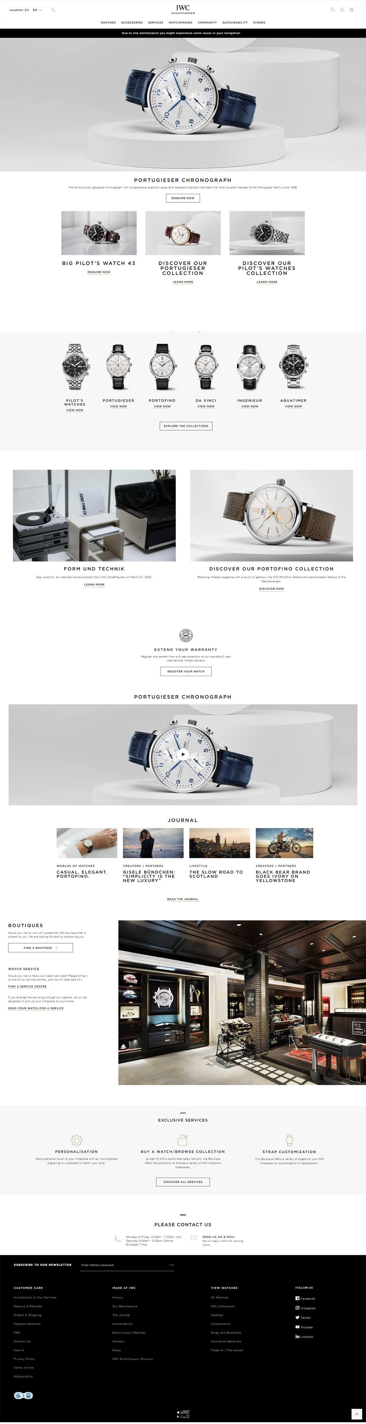 eCommerce website: IWC Watches
