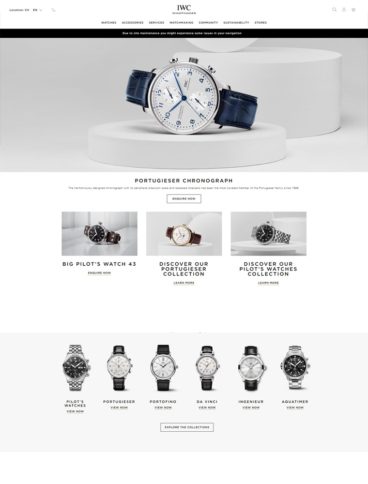 eCommerce website: IWC Watches