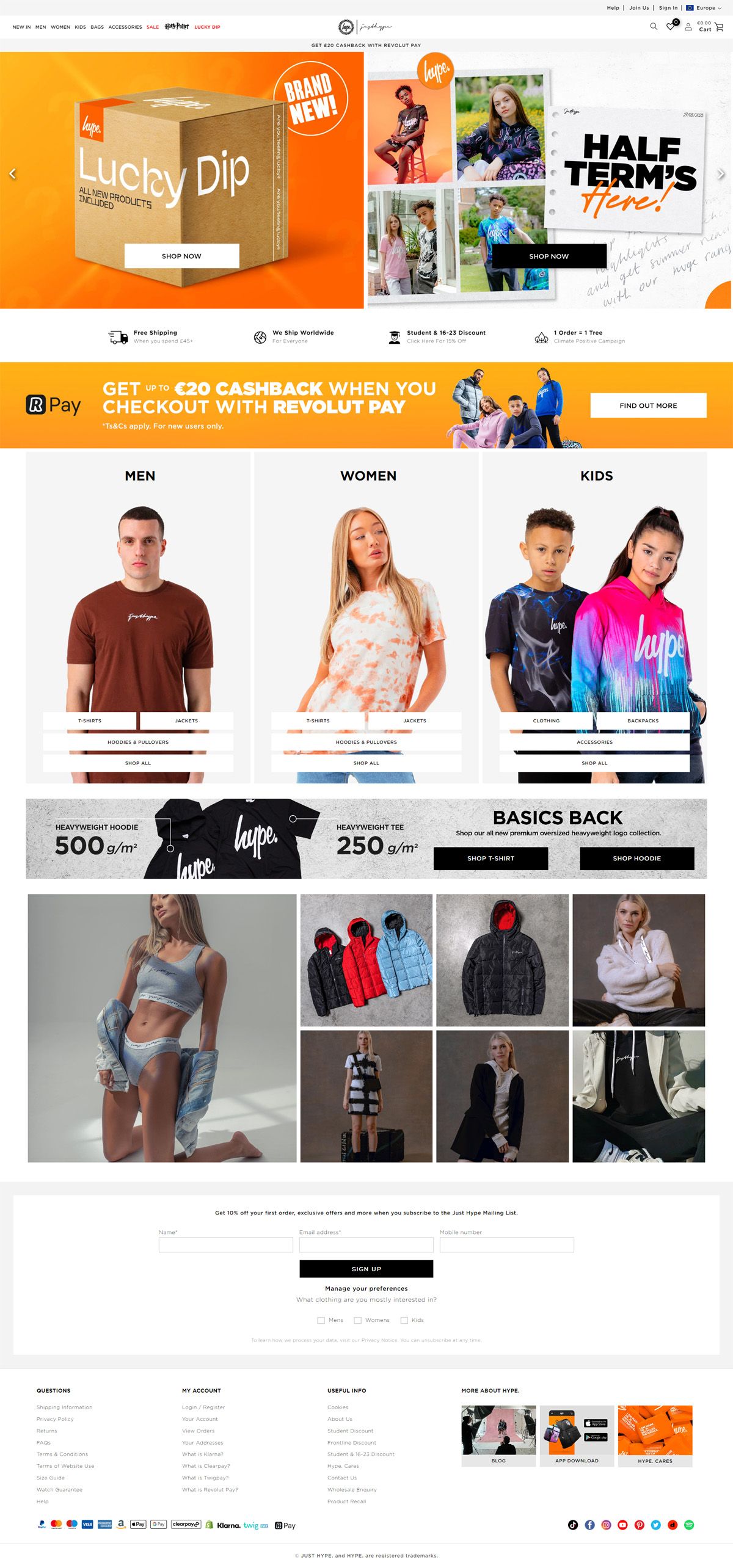 eCommerce website: HYPE