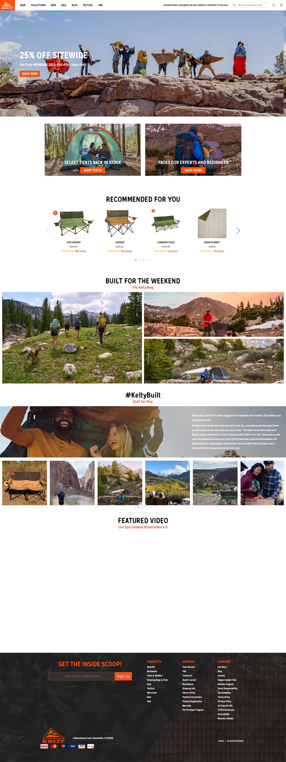 eCommerce website: Kelty