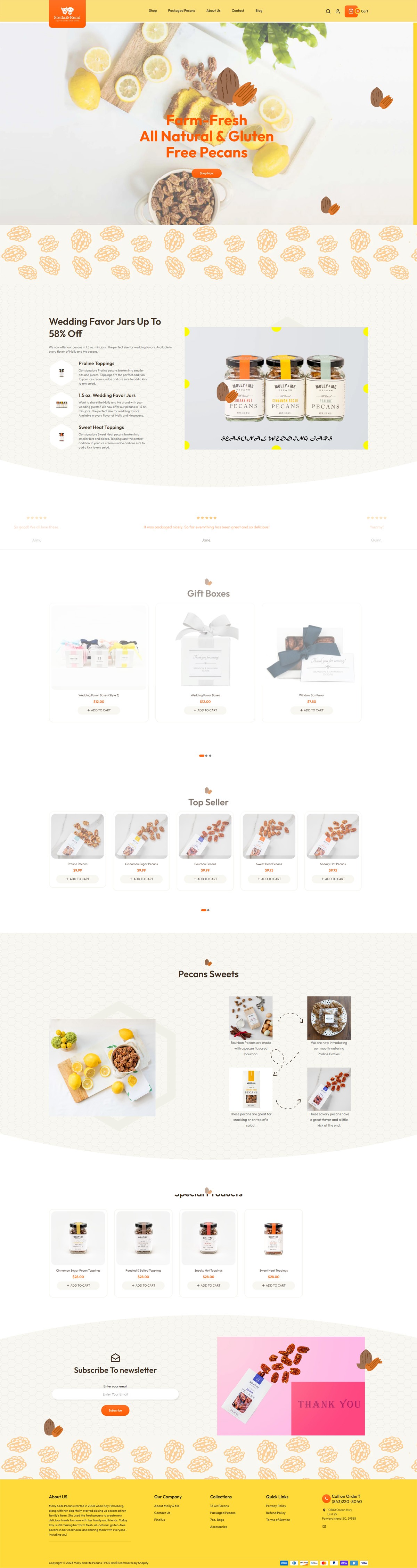 eCommerce website: Molly and Me Pecans