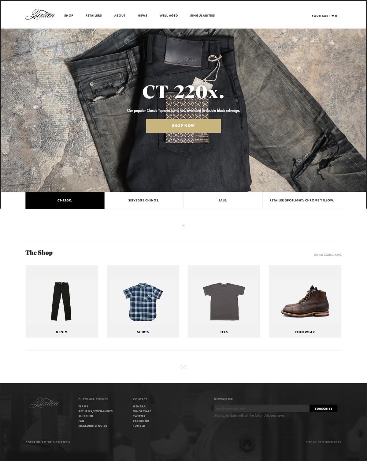 eCommerce website: 3sixteen