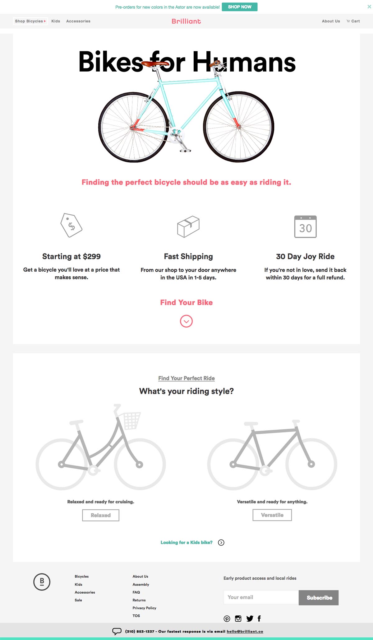 eCommerce website: Brilliant Bicycle Co